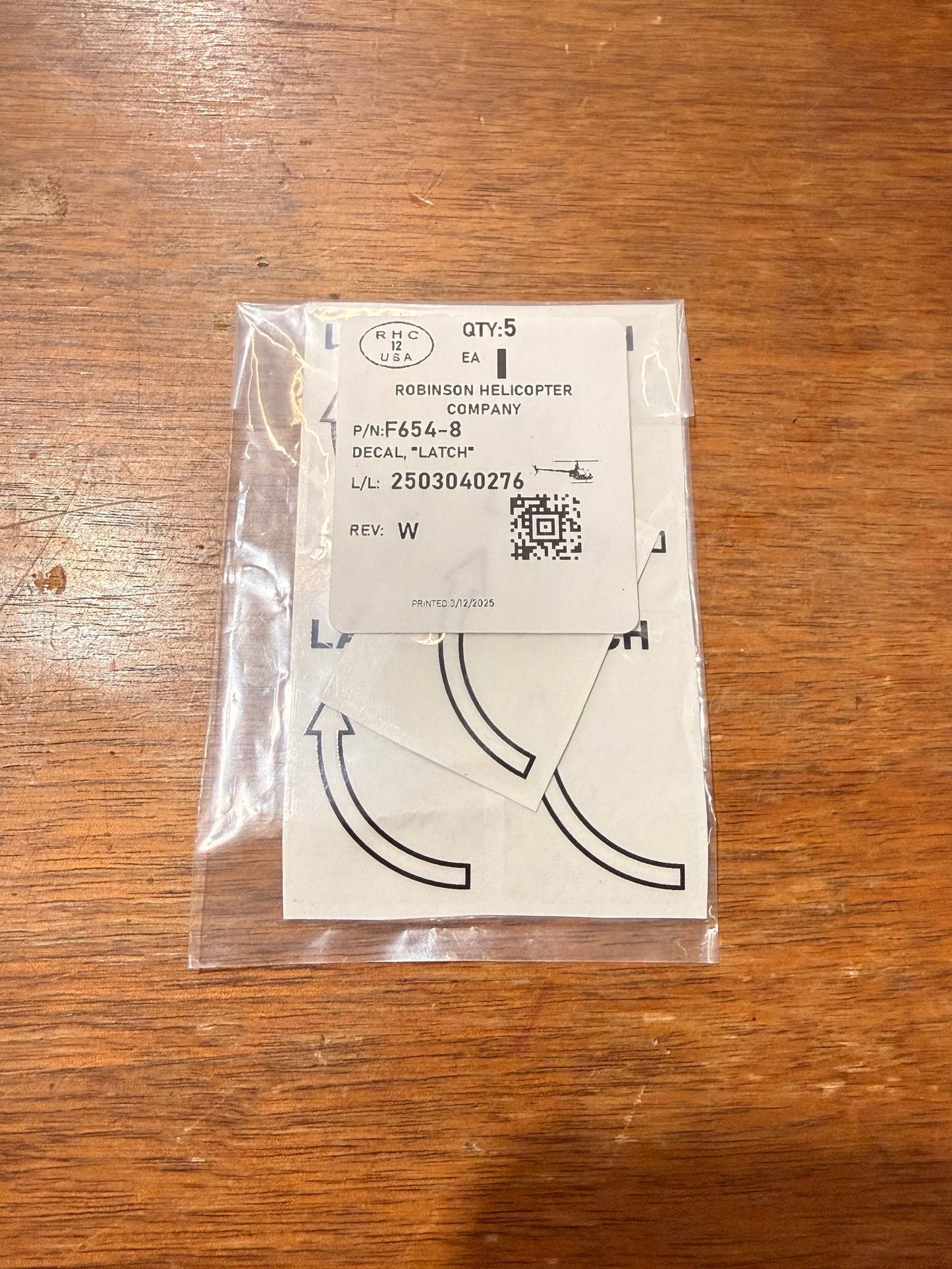 F654-8 DECAL, "LATCH"