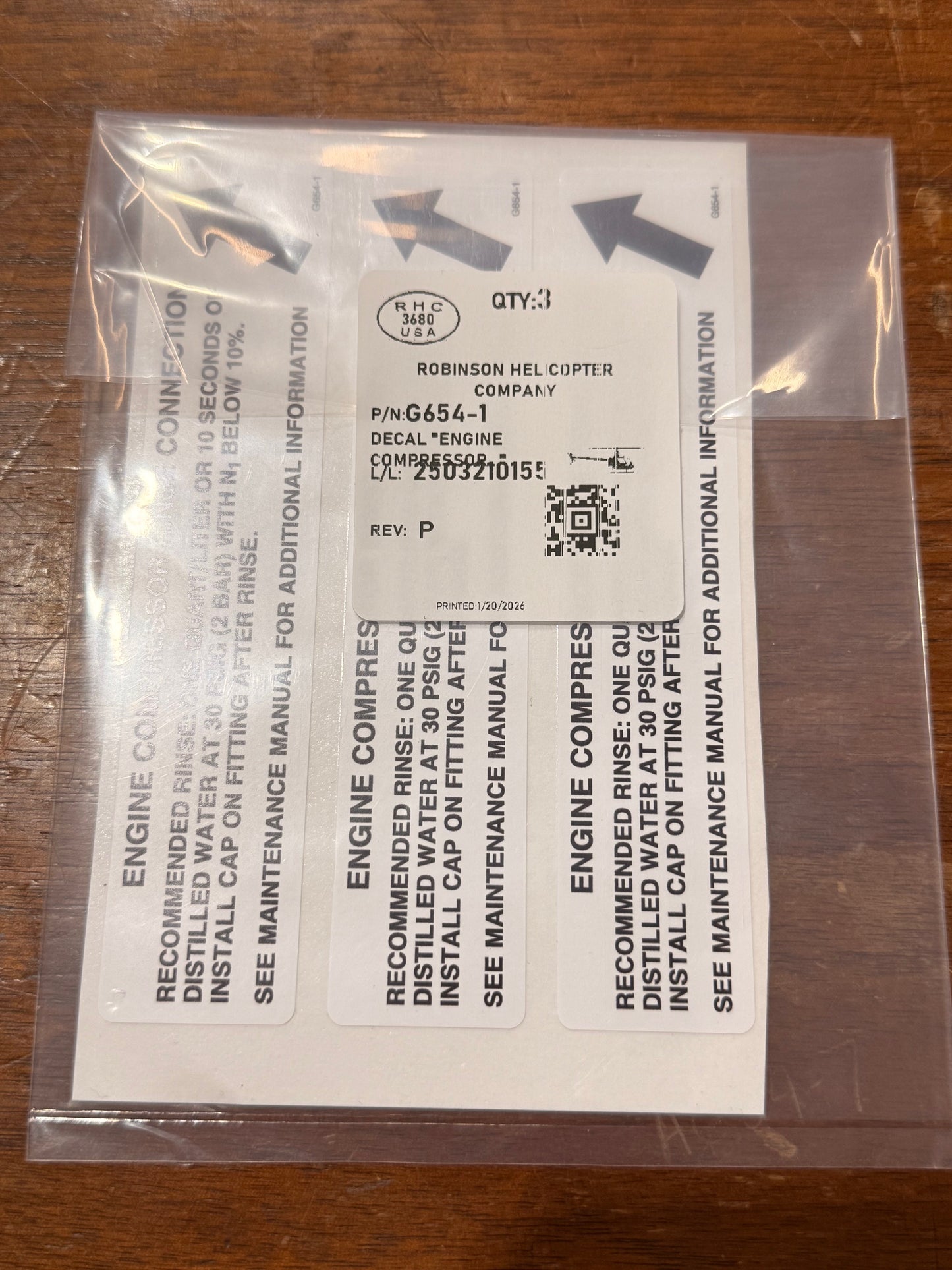 G654-1 DECAL "ENGINE..."