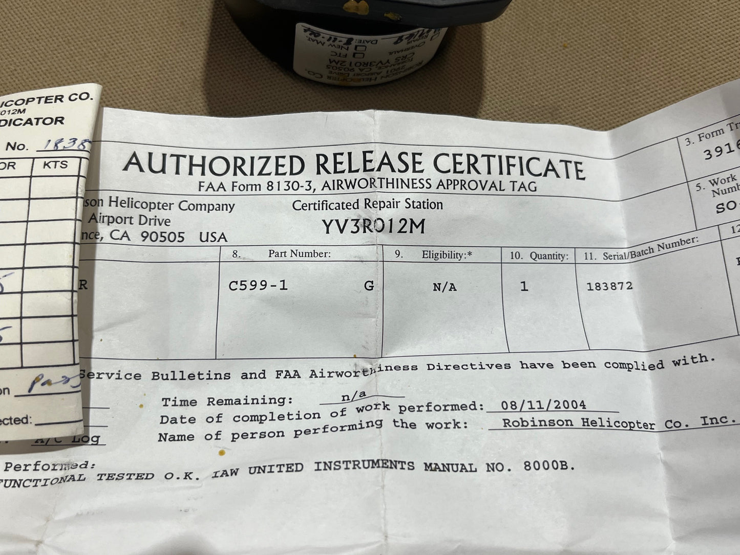C599-1 AIR SPEED INDICATOR