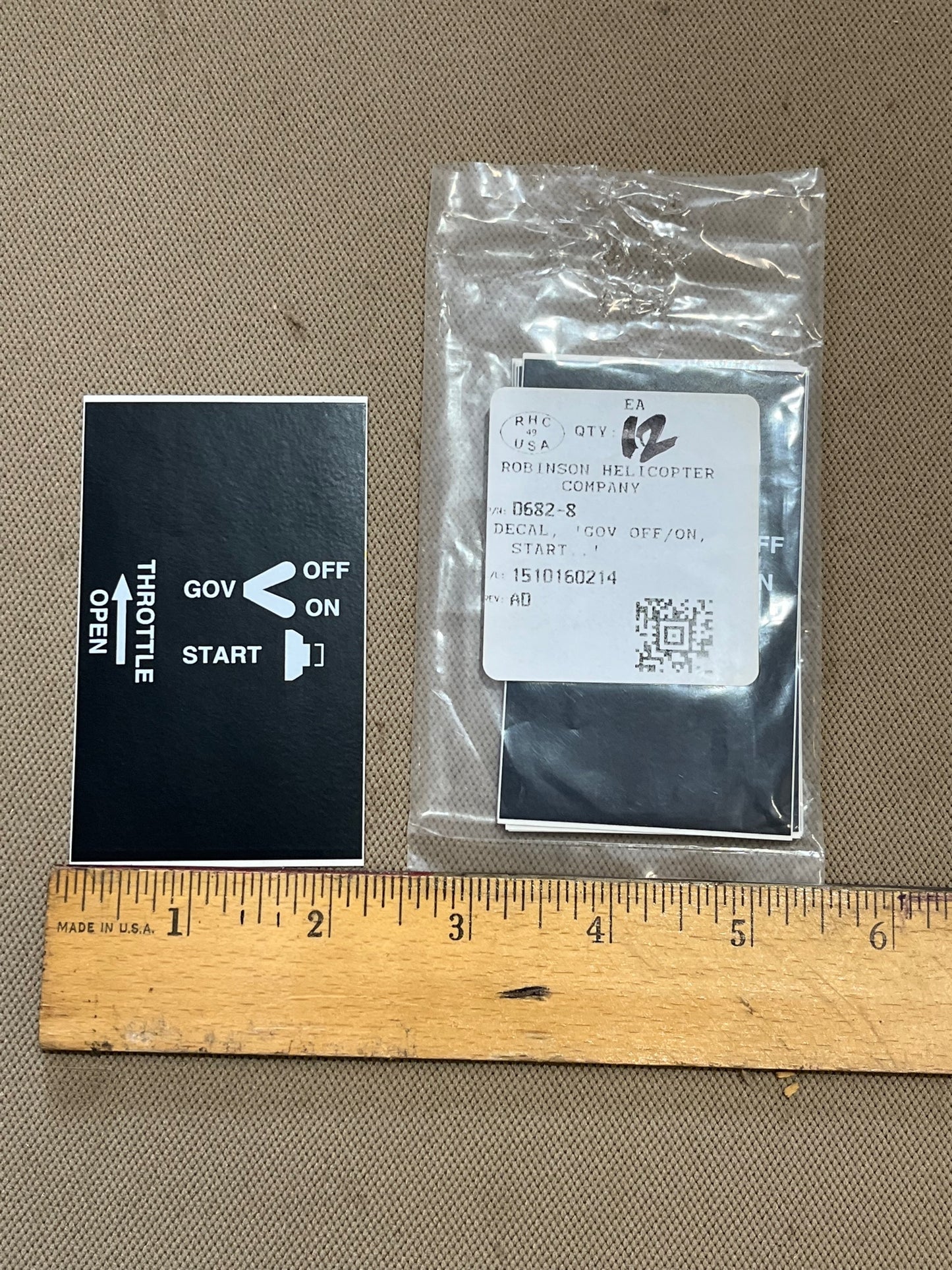 D682-8 DECAL, GOV ON/OFF, START