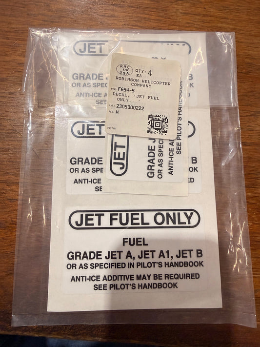 F654-5 DECAL, 'JET FUEL ONLY..'