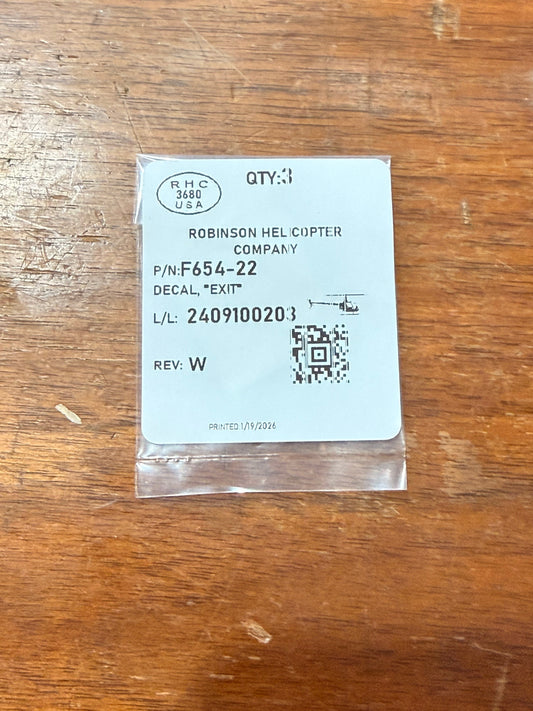 F654-22 DECAL, "EXIT"