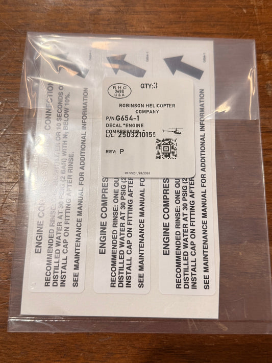 G654-1 DECAL "ENGINE..."