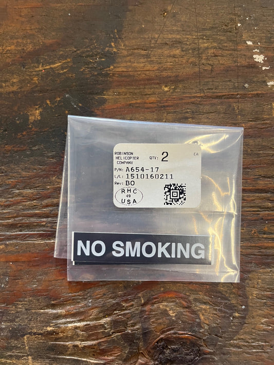 A654-17 DECAL, NO SMOKING