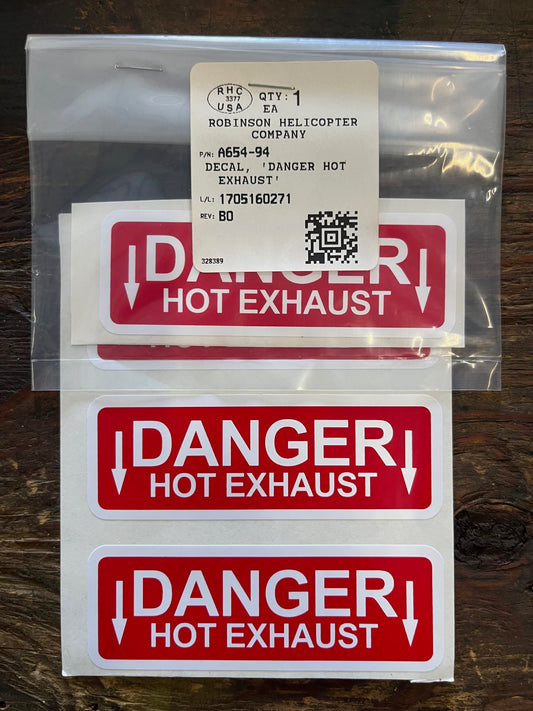 A654-94 DECAL, DANGER HOT EXHAUST