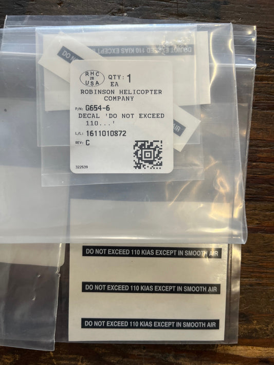G654-6 DECAL, DO NOT EXCEED